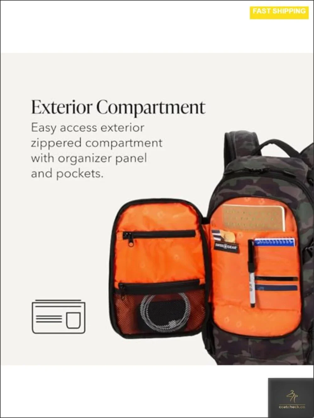 Slim Profile Backpack with Tablet Pocket, 15.9L, Ballistic Construction